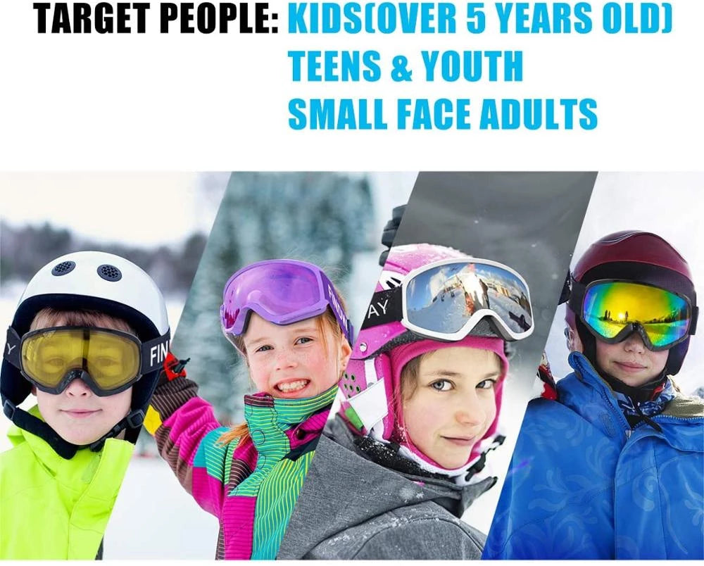 findway Masque de Ski Enfant 3 à 8 Ans - Lunettes de Ski Enfant Masuqe Ski  pour Garçon et Fille Anti-UV Antibuée Compatible avec Casque pour Ski  Snowboard Sports (Lentille Argentée(VLT 8%)) 